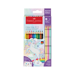 Faber-Castell Цветни моливи Grip 2001, 10 стандартни и 3 блестящи цвята