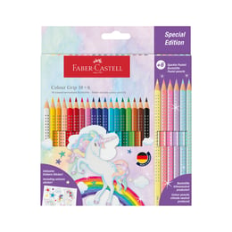 Faber-Castell Цветни моливи Grip 2001, 18 стандартни и 6 блестящи цвята