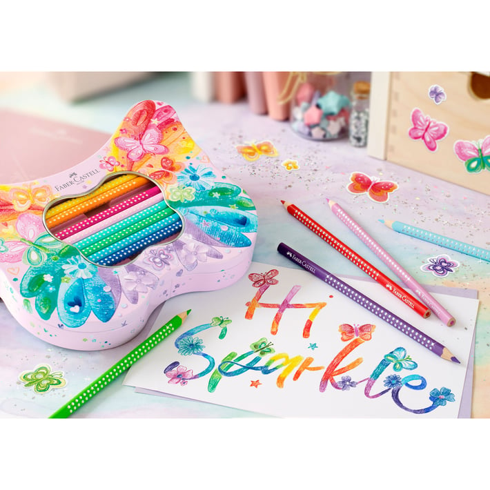 Faber-Castell Цветни моливи Sparkle, кутия - пеперуда, 20 цвята