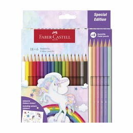 Faber-Castell Цветни моливи Еднорог, 18 стандартни и 6 пастелни цвята
