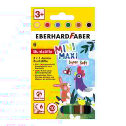 Eberhard Faber Цветни моливи Мини - Макси, 3 в 1, 6 цвята