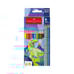 Faber-Castell Моливи Динозавър, 10 стандартни и 3 металикови цвята