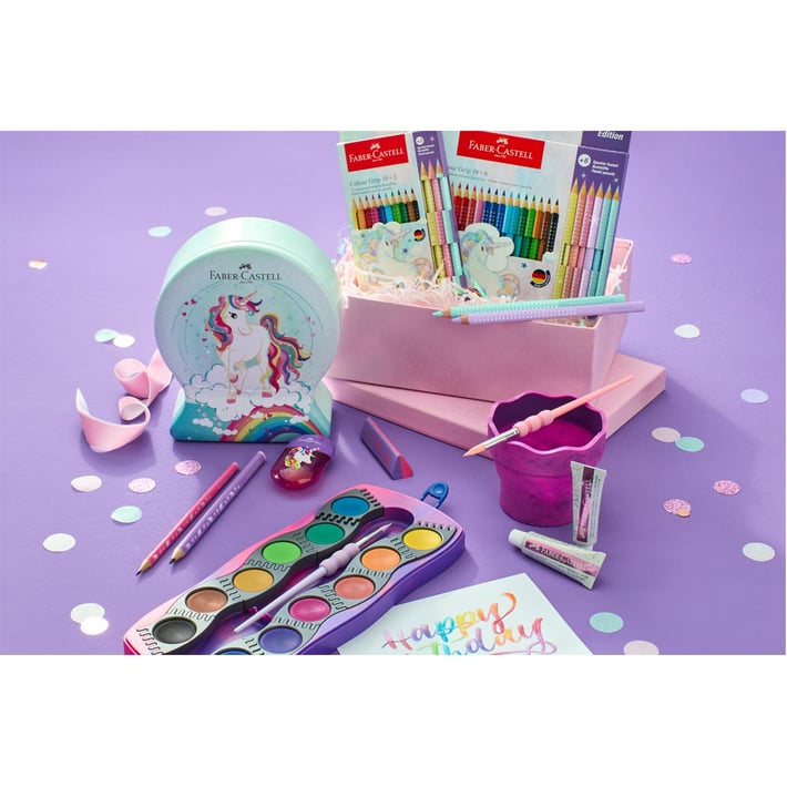 Faber-Castell Моливи Jumbo Еднорог, 8 стандартни, 2 пастелни цвята