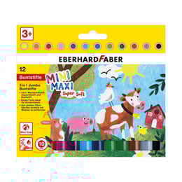Eberhard Faber Цветни моливи Мини - Макси, 3 в 1, Jumbo, 12 цвята
