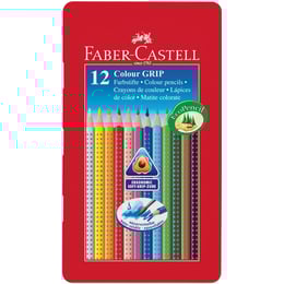 Faber-Castell Акварелни моливи Grip 2001, 12 цвята, в метална кутия