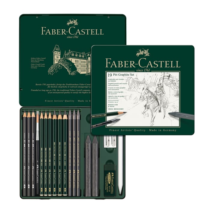 Faber-Castell Комплект моливи Pitt Graphite, 19 броя в метална кутия