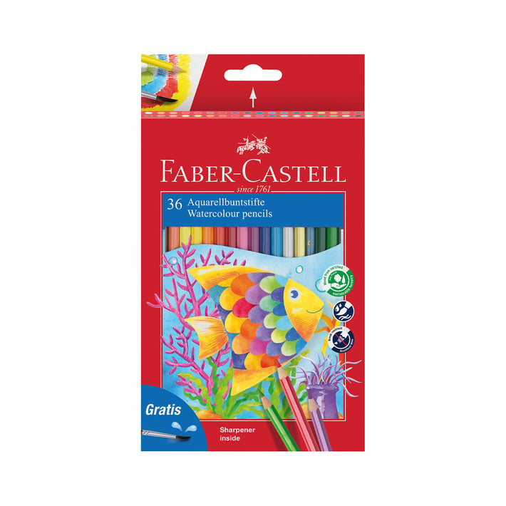Faber-Castell Акварелни моливи, 36 цвята, с включена четка