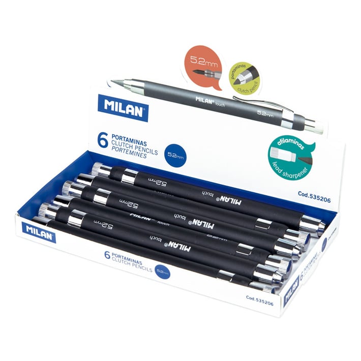 Milan Автоматичен молив Touch, верзатил, 5.2 mm, черен