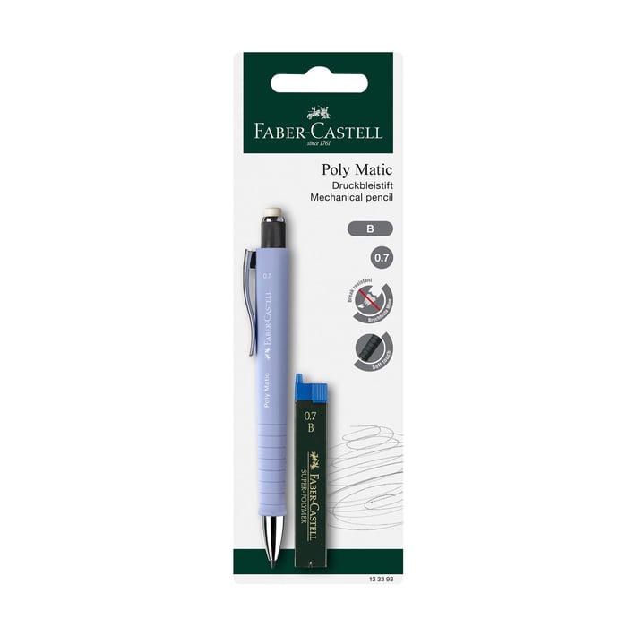 Faber-Castell Автоматичен молив Poly Matic, 0.7 mm, с включени графити, асорти