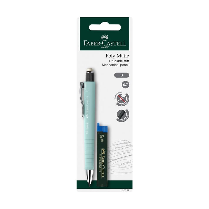 Faber-Castell Автоматичен молив Poly Matic, 0.7 mm, с включени графити, асорти