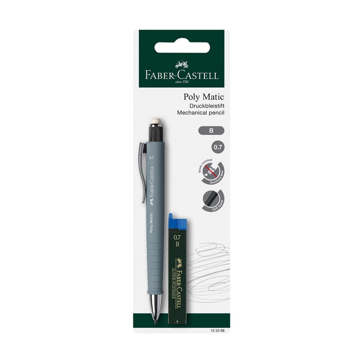 Faber-Castell Автоматичен молив Poly Matic, 0.7 mm, с включени графити, асорти