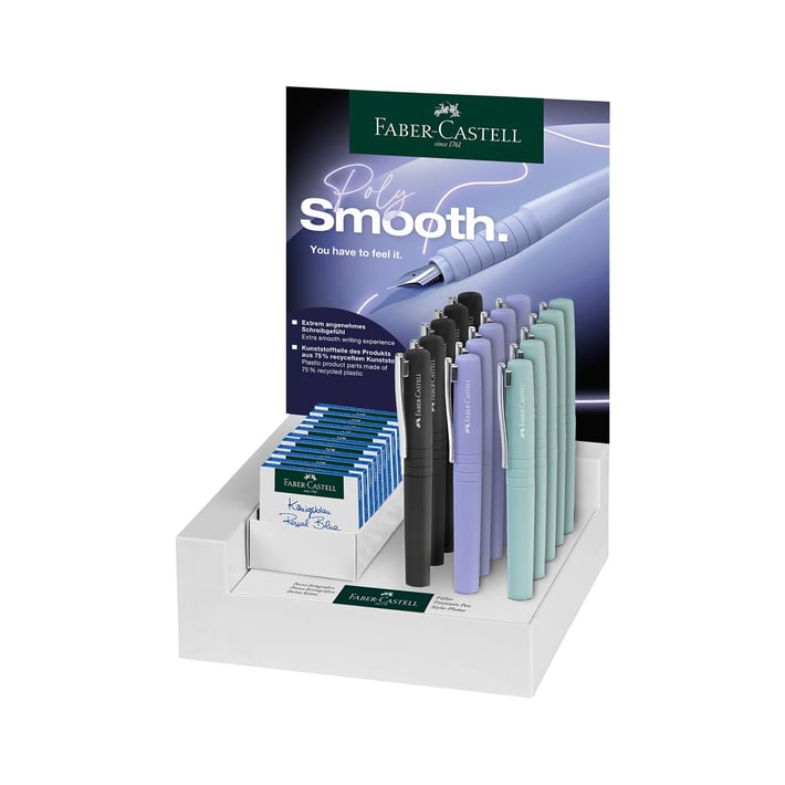 Faber-Castell Писалка Poly, M и F, 15 броя, с 10 патрончета