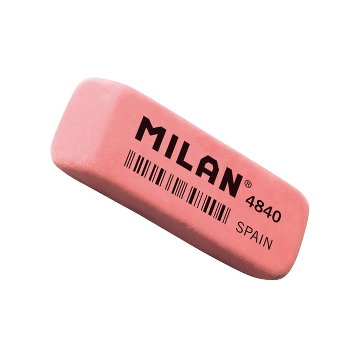 Milan Гума за молив 4840, синтетична, розова, 1000 броя