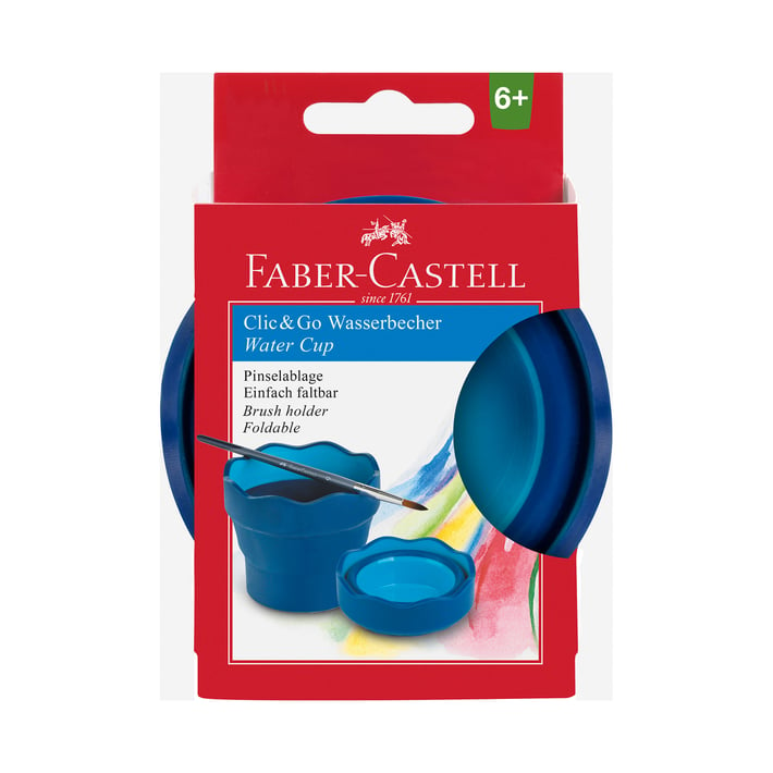 Faber-Castell Чаша за рисуване Clic&Go, сгъваема, синя