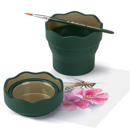 Faber-Castell Чаша за рисуване Clic&Go, сгъваема, тъмнозелена