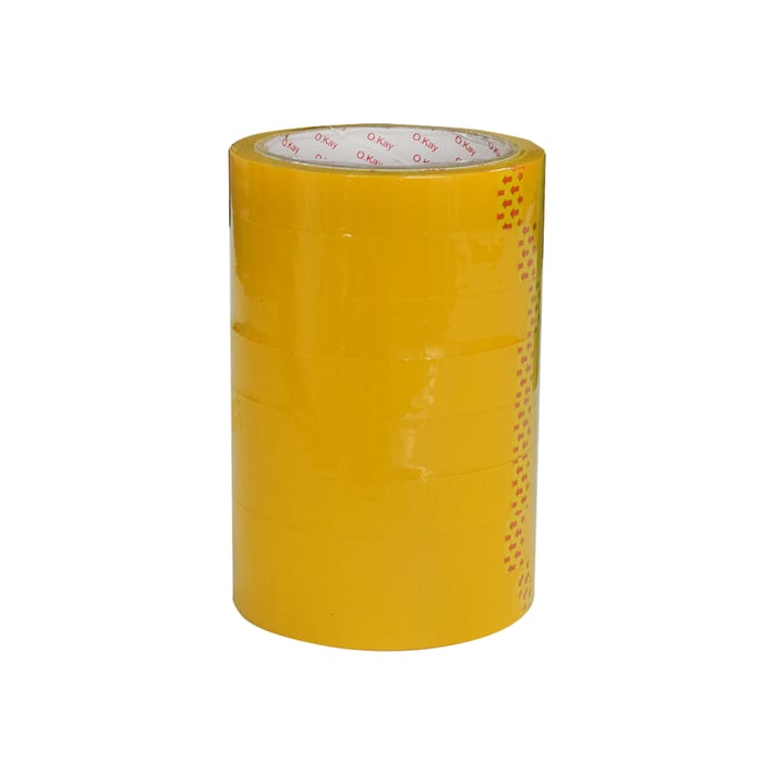 Самозалепваща лента, 18 mm x 60 m, жълта, 8 броя