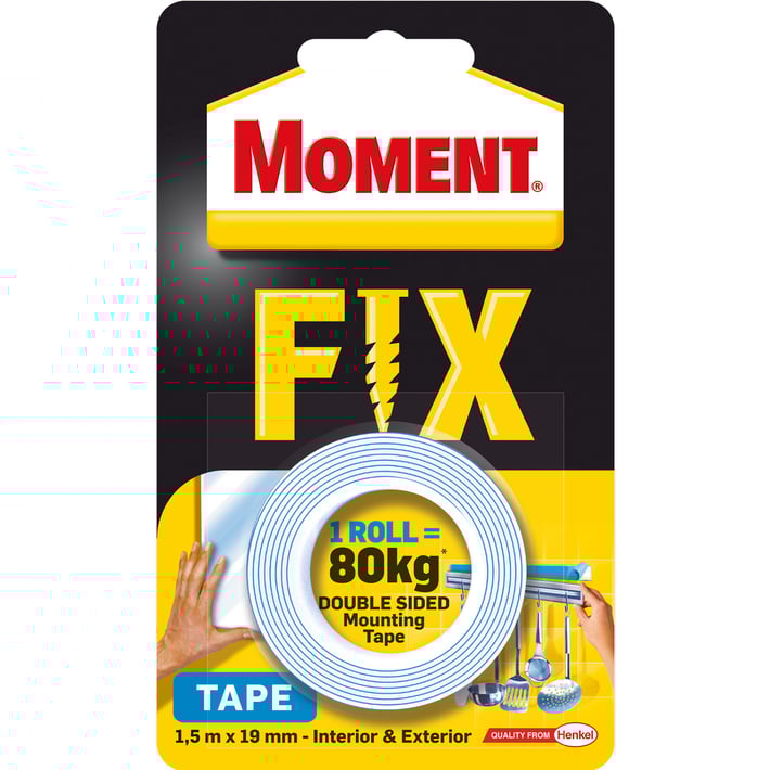 Henkel Монтажна лента Moment, двойнозалепваща, 19 mm x 1.5 m