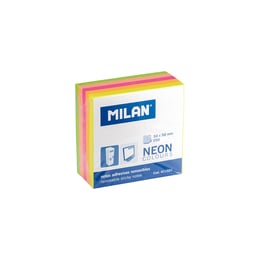 Milan Самозалепващи листчета, 50 x 50 mm, неонови, 5 цвята, 250 листа, опаковка 12