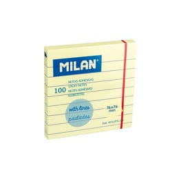 Milan Самозалепващи листчета, 76 x 76 mm, с редове, жълти, 100 листа, опаковка 10