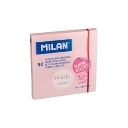 Milan Самозалепващи листчета Super Sticky, 76 x 76 mm, розови, 90 листа, опаковка 10