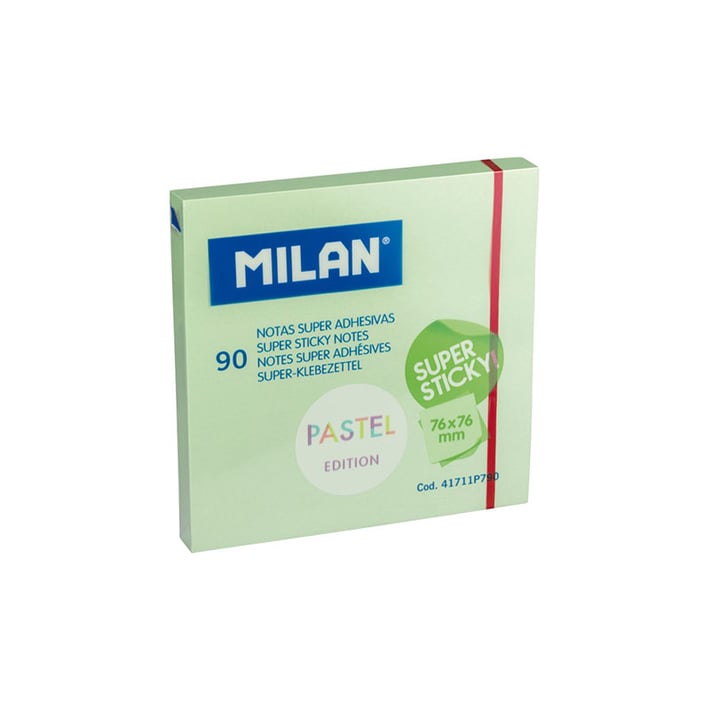 Milan Самозалепващи листчета Super Sticky, 76 x 76 mm, зелени, 90 листа, опаковка 10