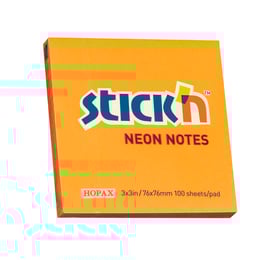 Stick'n Самозалепващи се листчета, 76x76 mm, неонови, оранжеви, 100 листа