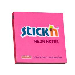 Stick'n Самозалепващи листчета, 76x76 mm, неонови, магента, 100 листа