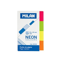 Milan Самозалепващи индекси Fluo, 4 цвята, 160 броя, опаковка 10