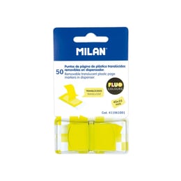 Milan Самозалепващи индекси, PVC, жълти, 50 броя, опаковка 24