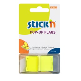 Stick'n Самозалепващи индекси, PVC, 45 x 25 mm, жълти, 50 броя