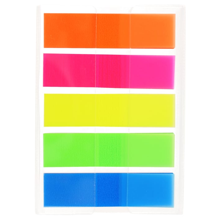Stick'n Самозалепващи индекси, PVC, 45 x 12 mm, 5 цвята, 100 броя