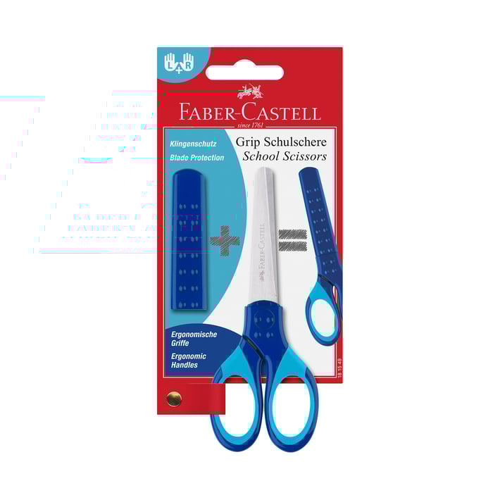 Faber-Castell Ножица Grip, детска, синя, в блистер