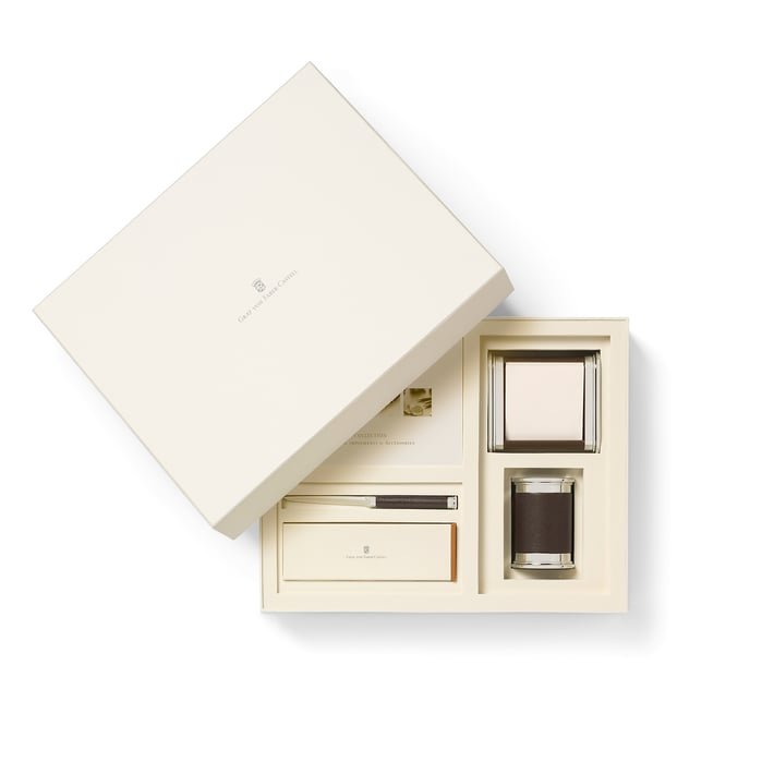 Graf von Faber-Castell Комплект за бюро Epsom, малък, кожен, тъмнокафяв