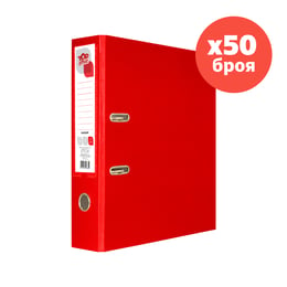Top Office Класьор, 8 cm, PP, несглобен, червен, 50 броя