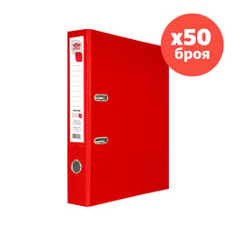 Top Office Класьор, 5 cm, PP, несглобен, червен, 50 броя
