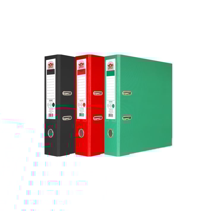 Top Office Класьор, 8 cm, PP, с метален кант, несглобен, черен, 50 броя