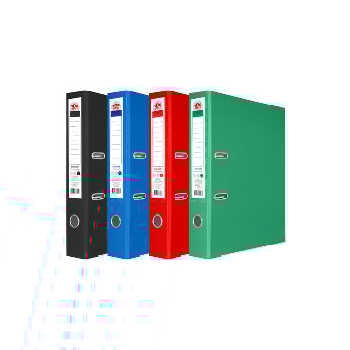 Top Office Класьор, 5 cm, PP, с метален кант, несглобен, черен, 50 броя