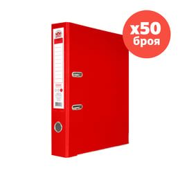 Top Office Класьор, 5 cm, PP, с метален кант, несглобен, червен, 50 броя