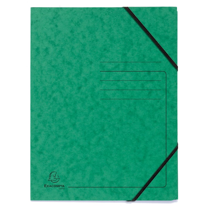 Exacompta Папка, картонена, с ластик, зелена