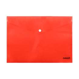 Office 1 Superstore Папка, А4, с копче, прозрачна, червена
