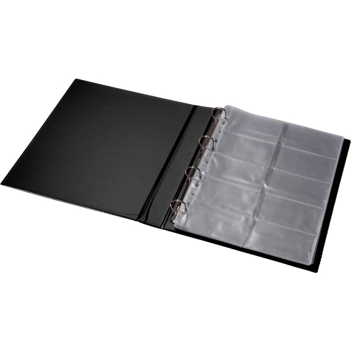 Panta Plast Визитник, с рингове, A4, за 240 визитки, черен