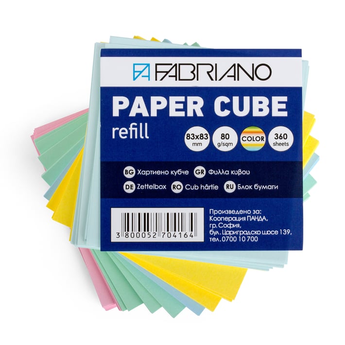 Fabriano Хартиено кубче, 83 x 83 mm, 80 g/m2, цветно, 360 листа