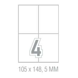 Office 1 Superstore Самозалепващи етикети, A4, 105 x 148.5 mm, прави ъгли, 100 листа