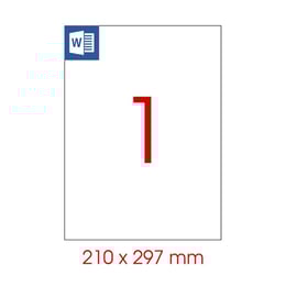 Tanex Самозалепващи етикети, A4, 210 х 297 mm, полиестерни, бели, 25 листа