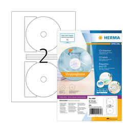 Herma Самозалепващи етикети, A4, за CD, диаметър 116 mm, 2 броя, 100 листа