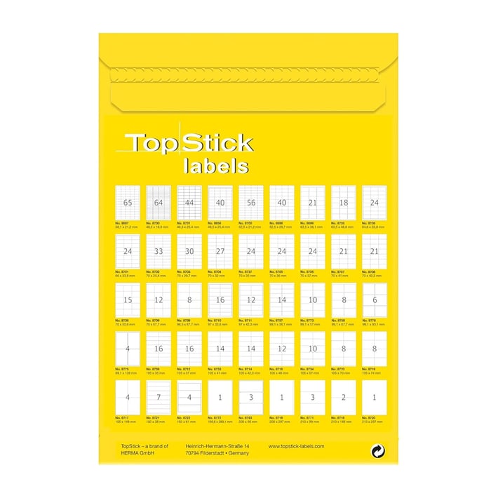 Top Stick Самозалепващи етикети, A4, 70 х 37 mm, 24 броя, 100 листа