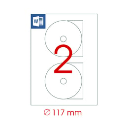 Tanex Самозалепващи се етикети, A4, за CD/DVD, диаметър 117 mm, 100 листа