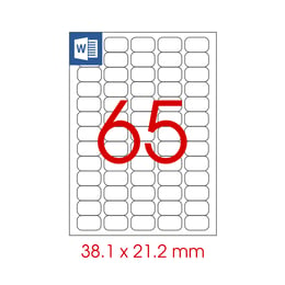 Tanex Самозалепващи етикети, A4, 38.1 x 21.2 mm, прозрачни, 25 листа