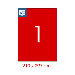 Tanex Самозалепващи етикети, A4, 210 x 297 mm, червени, 25 листа