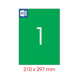 Tanex Самозалепващи етикети, A4, 210 x 297 mm, зелени, 25 листа